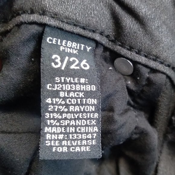 CELEBRITY Pink Black Skinny Jeans Juniors Size 3 - Picture 5 of 11